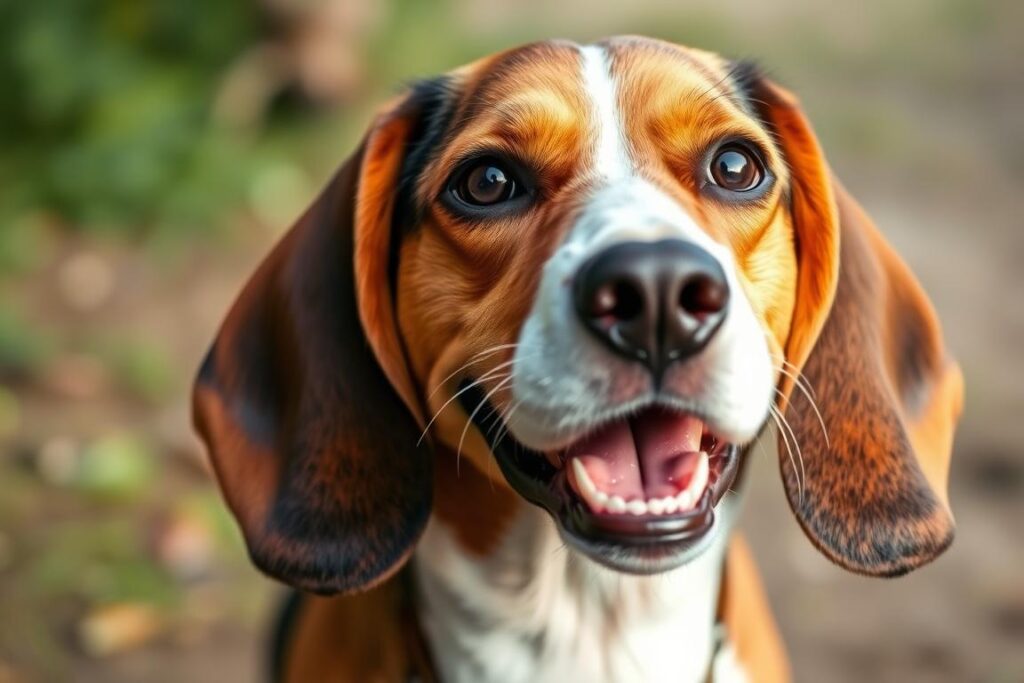 Beagle z charakterystycznymi długimi uszami