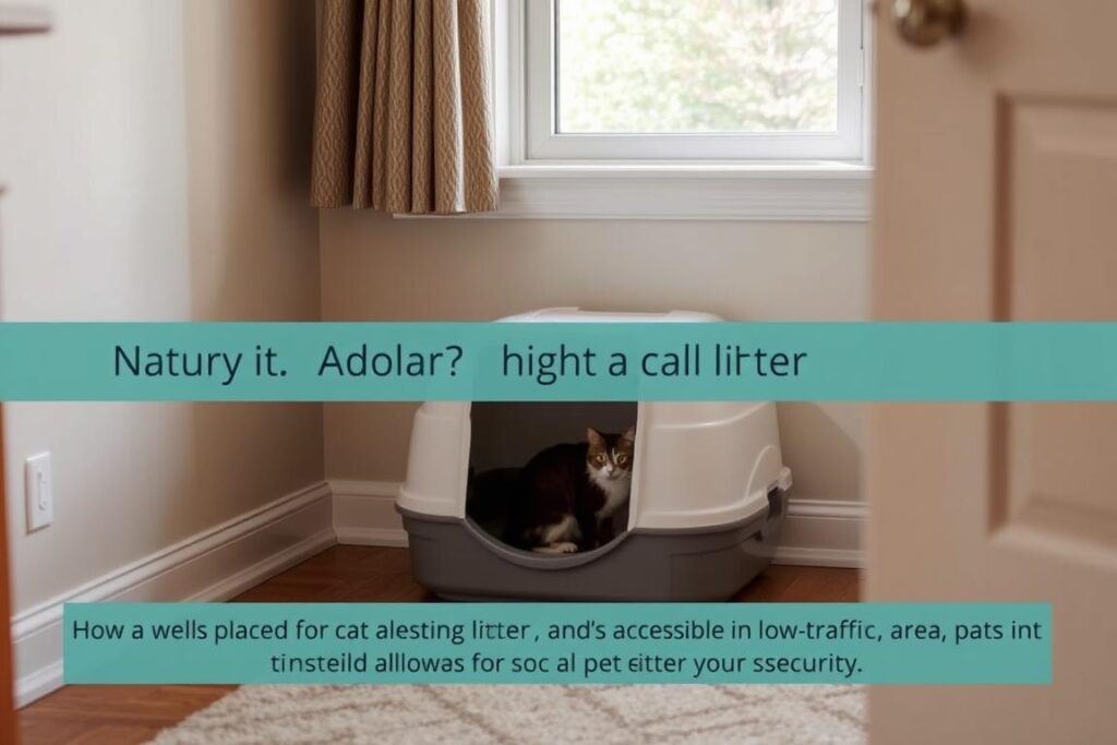 Dobrze umiejscowiona kuweta w spokojnym kącie domu, z łatwym dostępem dla kota Dobrze umiejscowiona kuweta w spokojnym kącie domu, z łatwym dostępem dla kota