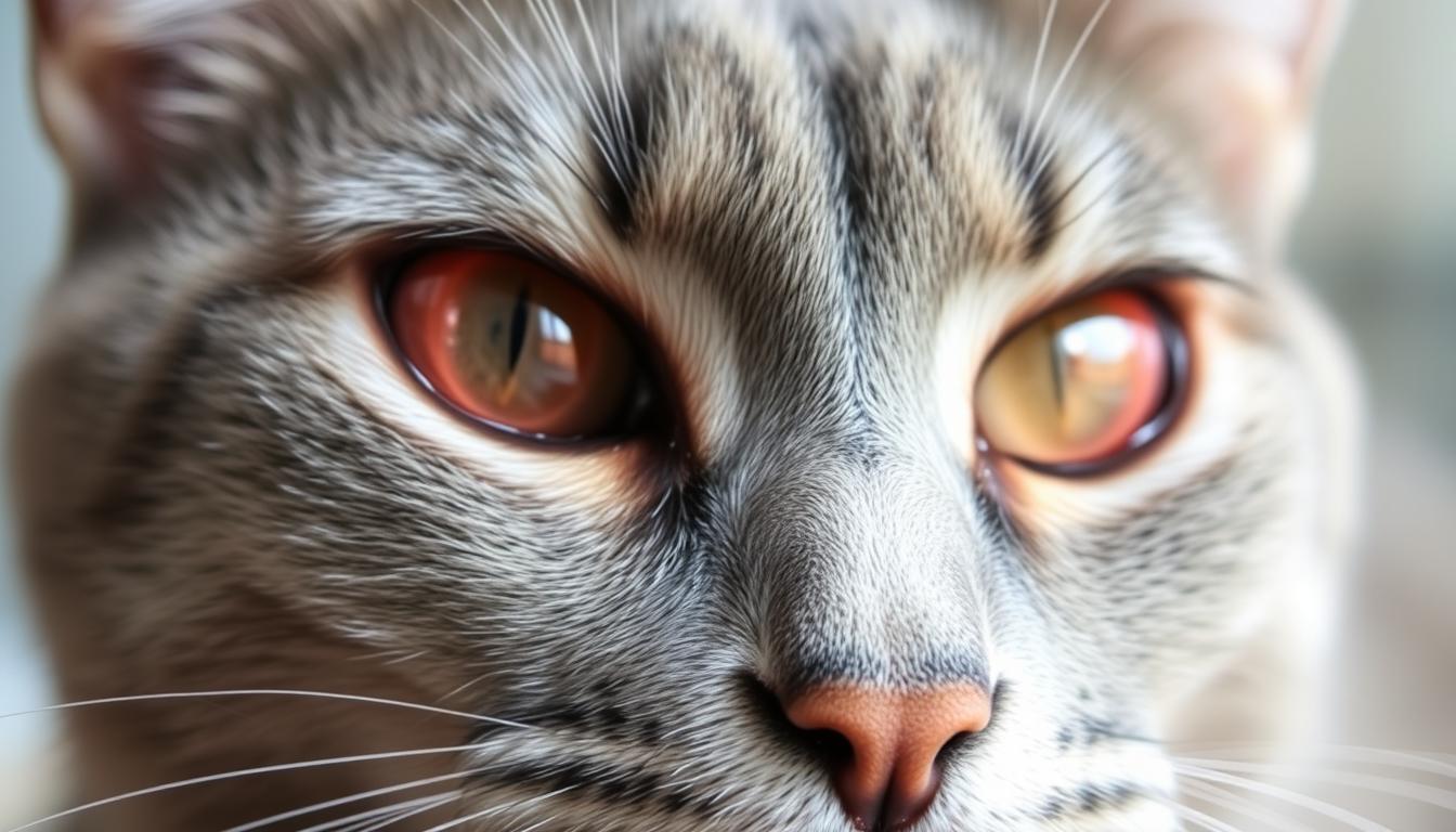 Kot z objawami chlamydiozy - zapalenie spojówek i łzawienie oczu