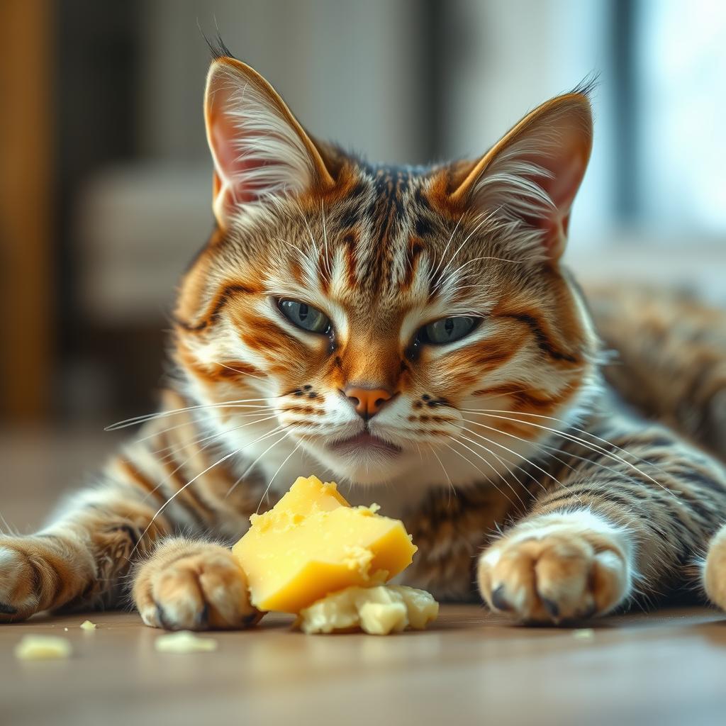 Kot z objawami dyskomfortu po zjedzeniu sera, czy koty mogą jeść ser Kot z objawami dyskomfortu po zjedzeniu sera, czy koty mogą jeść ser