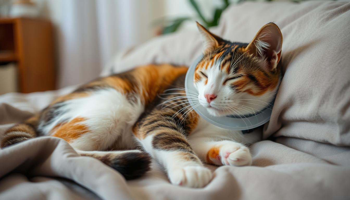 Kotka odpoczywająca po zabiegu sterylizacji