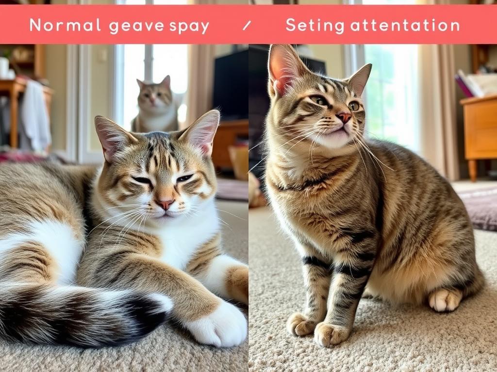 Kotka po sterylizacji ma ruje - porównanie zachowania normalnego i w czasie rui