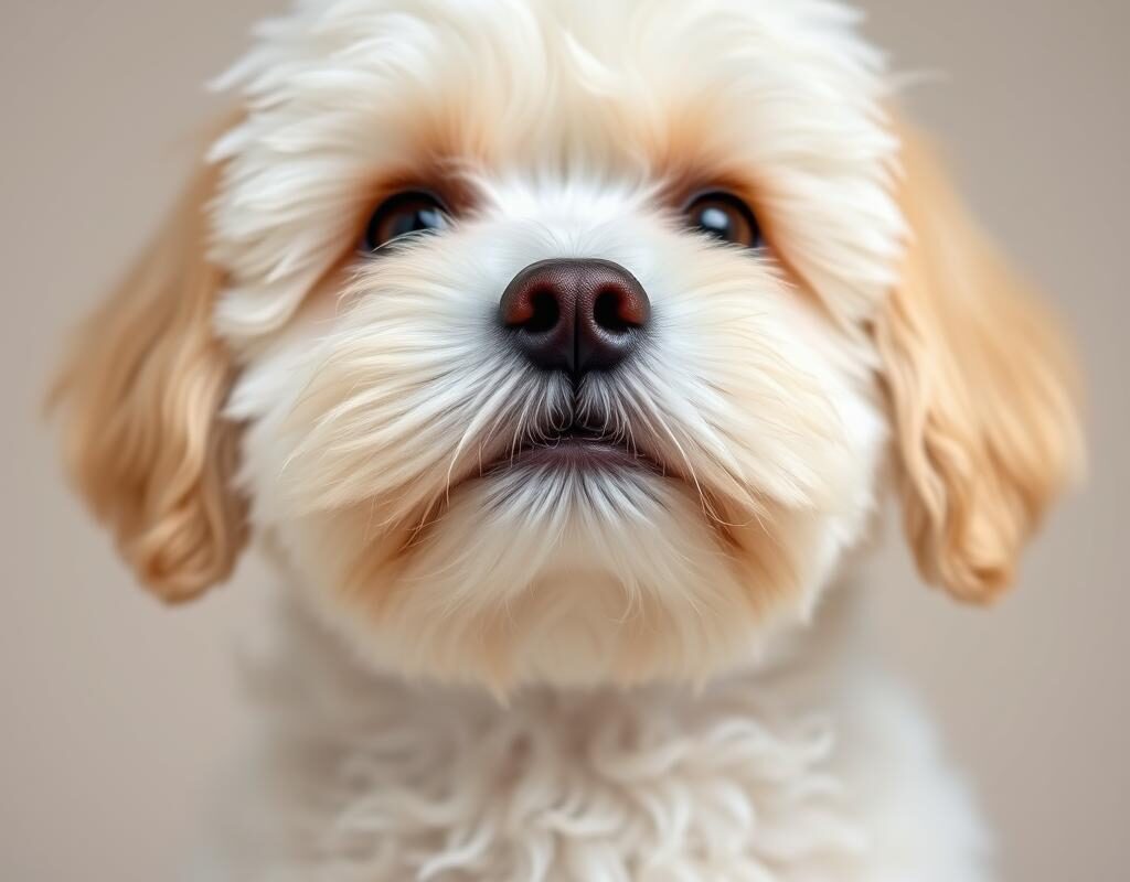 Maltipoo - mały piesek o puszystej sierści, krzyżówka maltańczyka i pudla