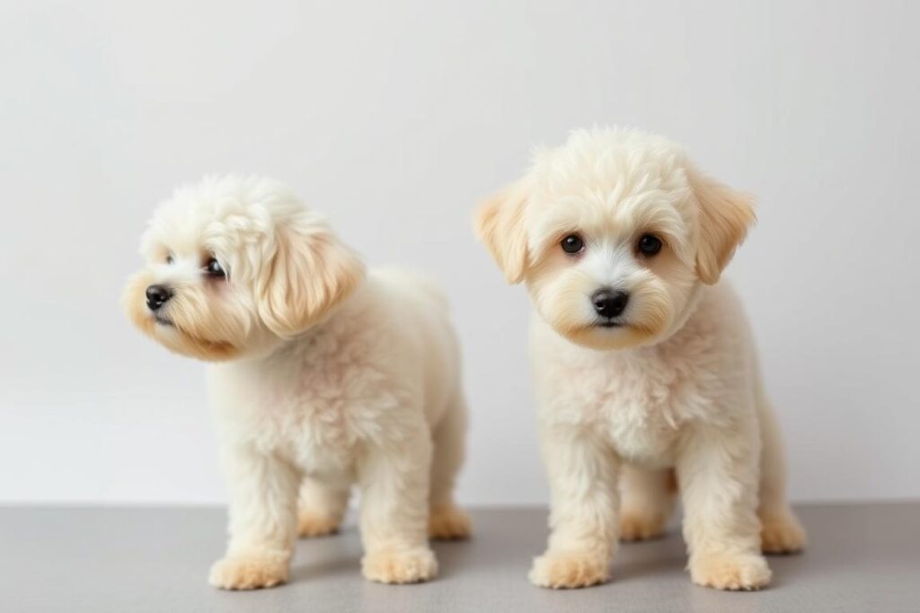 Maltipoo różnych rozmiarów - porównanie maltipoo z pudlem toy i maltipoo z pudlem miniaturowym