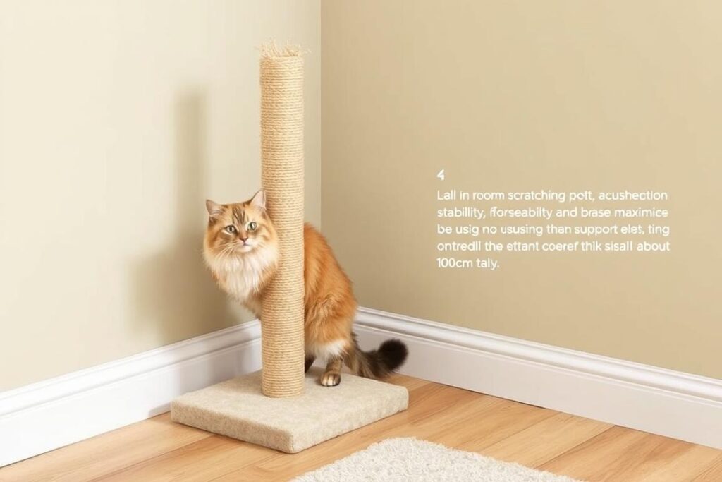 Narożny drapak dla Maine Coon mocowany w rogu pomieszczenia Narożny drapak dla Maine Coon mocowany w rogu pomieszczenia