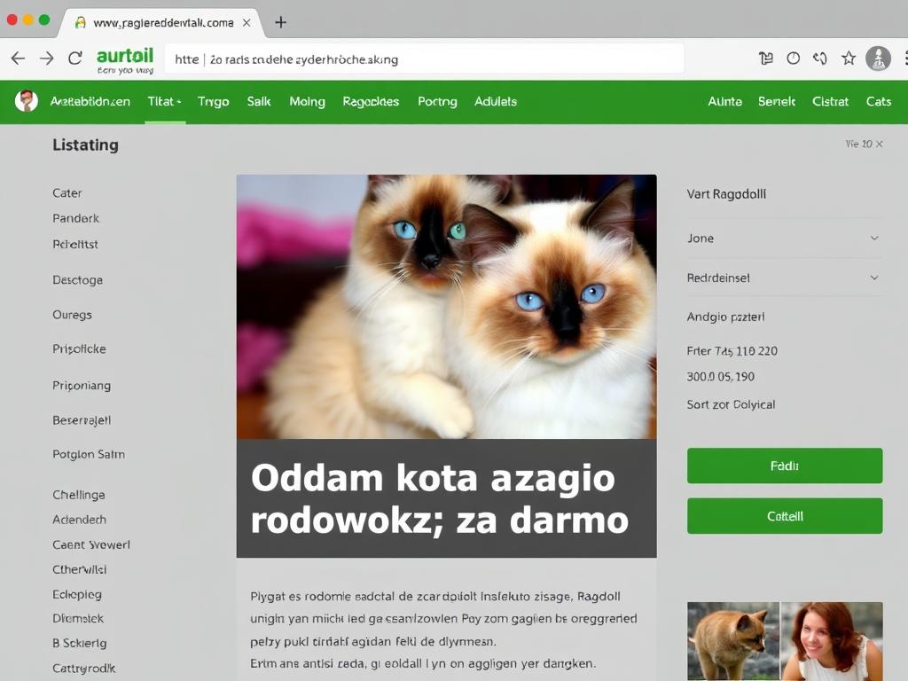 Ogłoszenie o oddaniu kota ragdoll bez rodowodu za darmo na tablicy ogłoszeń internetowych Ogłoszenie o oddaniu kota ragdoll bez rodowodu za darmo na tablicy ogłoszeń internetowych