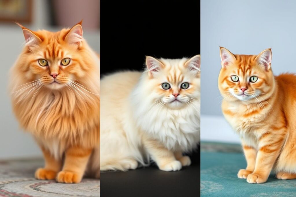 Różne rasy kotów z rudym umaszczeniem - Maine Coon, Perski i Europejski krótkowłosy Różne rasy kotów z rudym umaszczeniem - Maine Coon, Perski i Europejski krótkowłosy