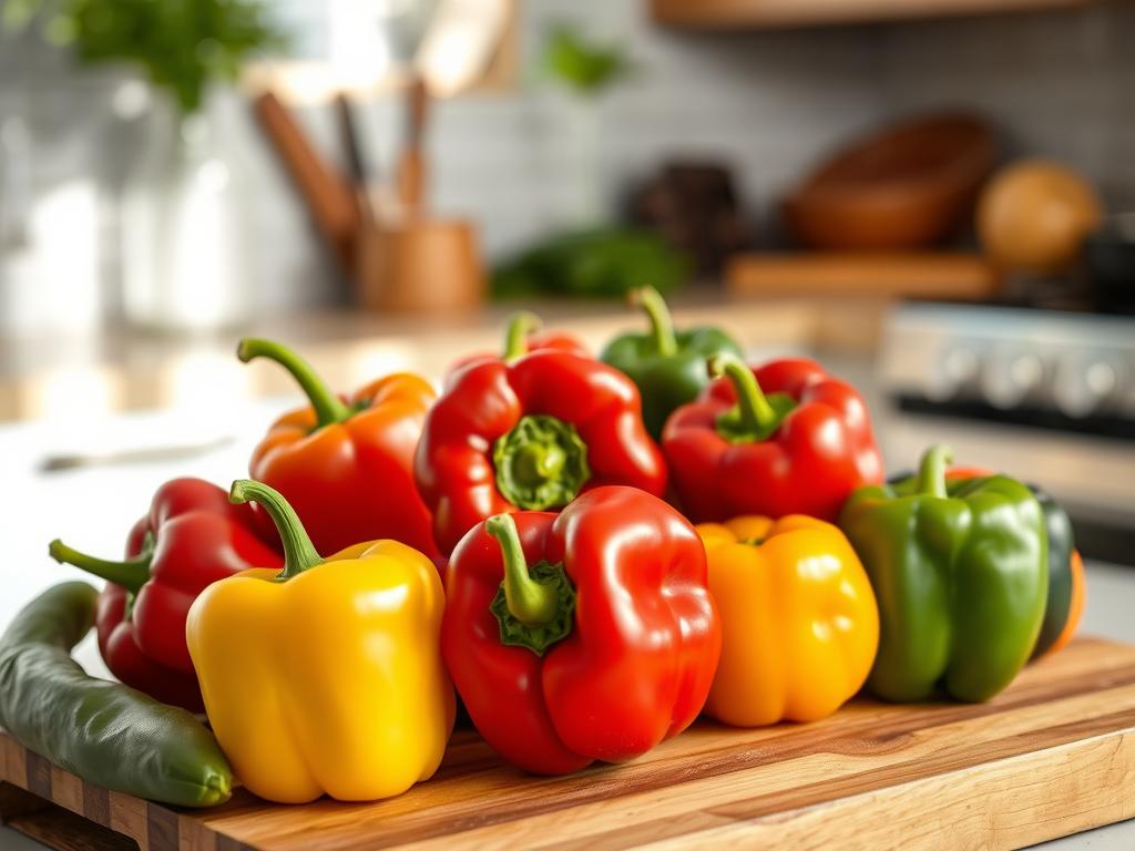 Różne rodzaje papryki - czerwona, żółta i zielona, które mogą być różnie tolerowane przez koty Różne rodzaje papryki - czerwona, żółta i zielona, które mogą być różnie tolerowane przez koty