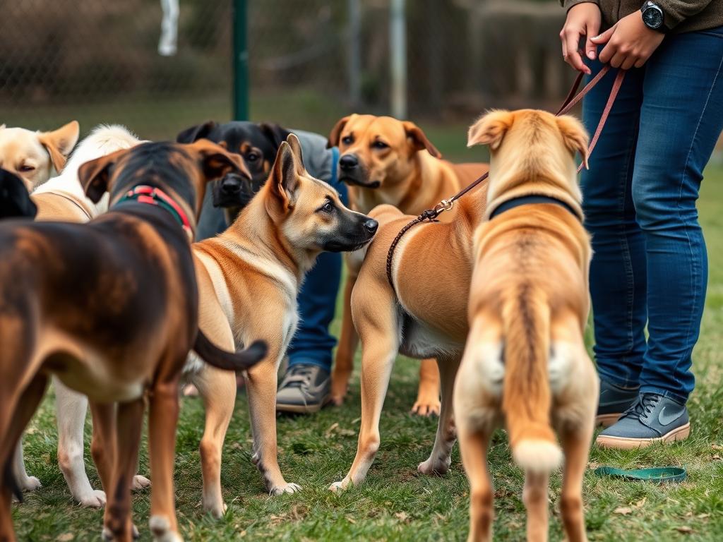 Socjalizacja kangala - młody kangal w kontakcie z innymi psami pod nadzorem