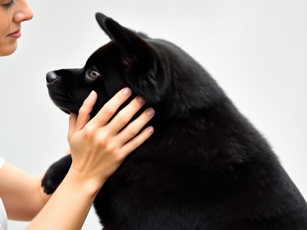 Tosa inu czarny w interakcji z właścicielem, pokazujący łagodną stronę charakteru